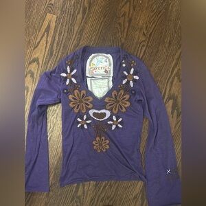 Joystick V-neck Bell Sleeved Top Shirt Small